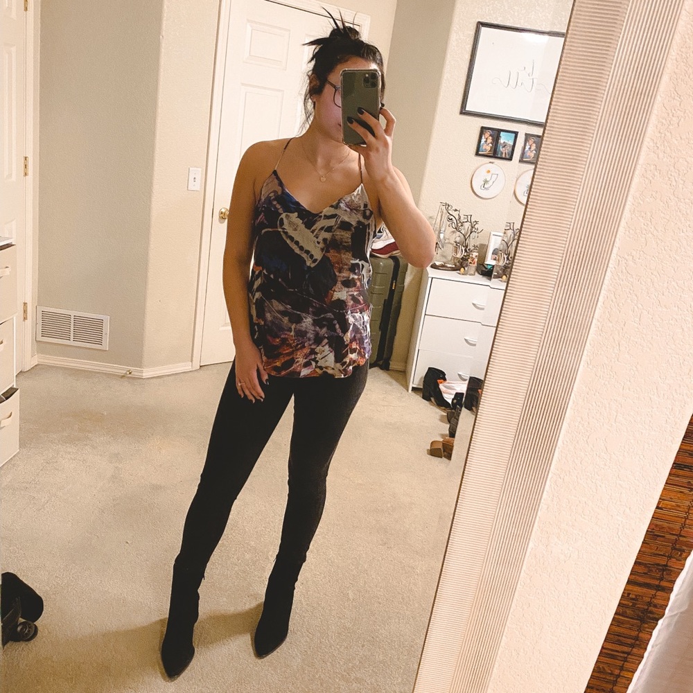 Silk Lavender Brown Butterfly Tank